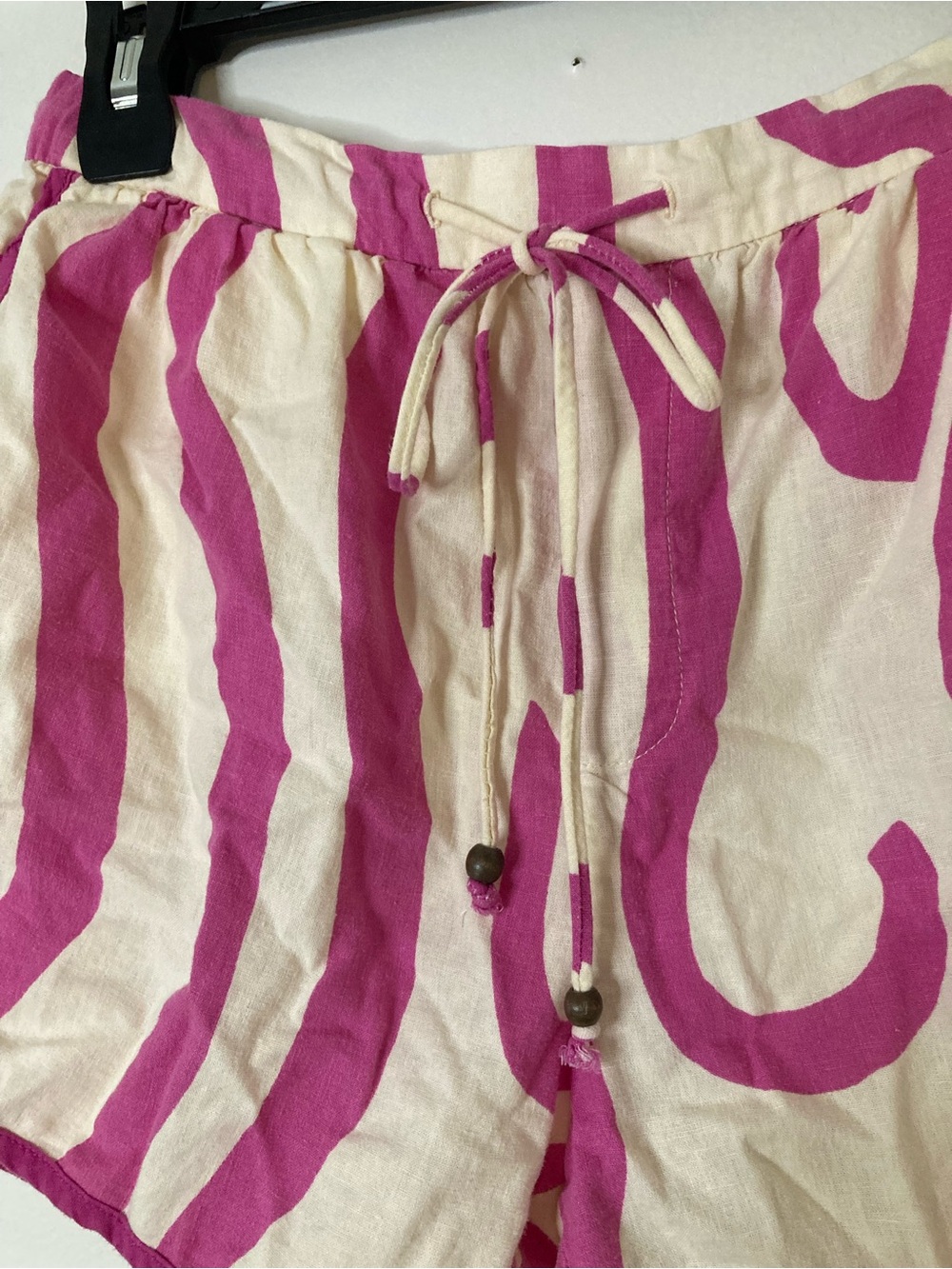 MNG Mango Linen Blend PJ Set Abstract Pink Wavy Stripe Pajama Loungewear XS 4 - Picture 9 of 11